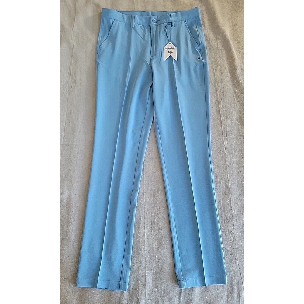 1764 Golf Pants Mens 32x32 Blue Flat Front Performance Stretch Casual‎ Logo NEW